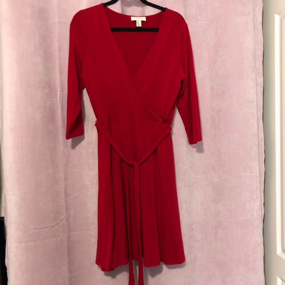 Red Wrapped Top Skater Dress Plus Size